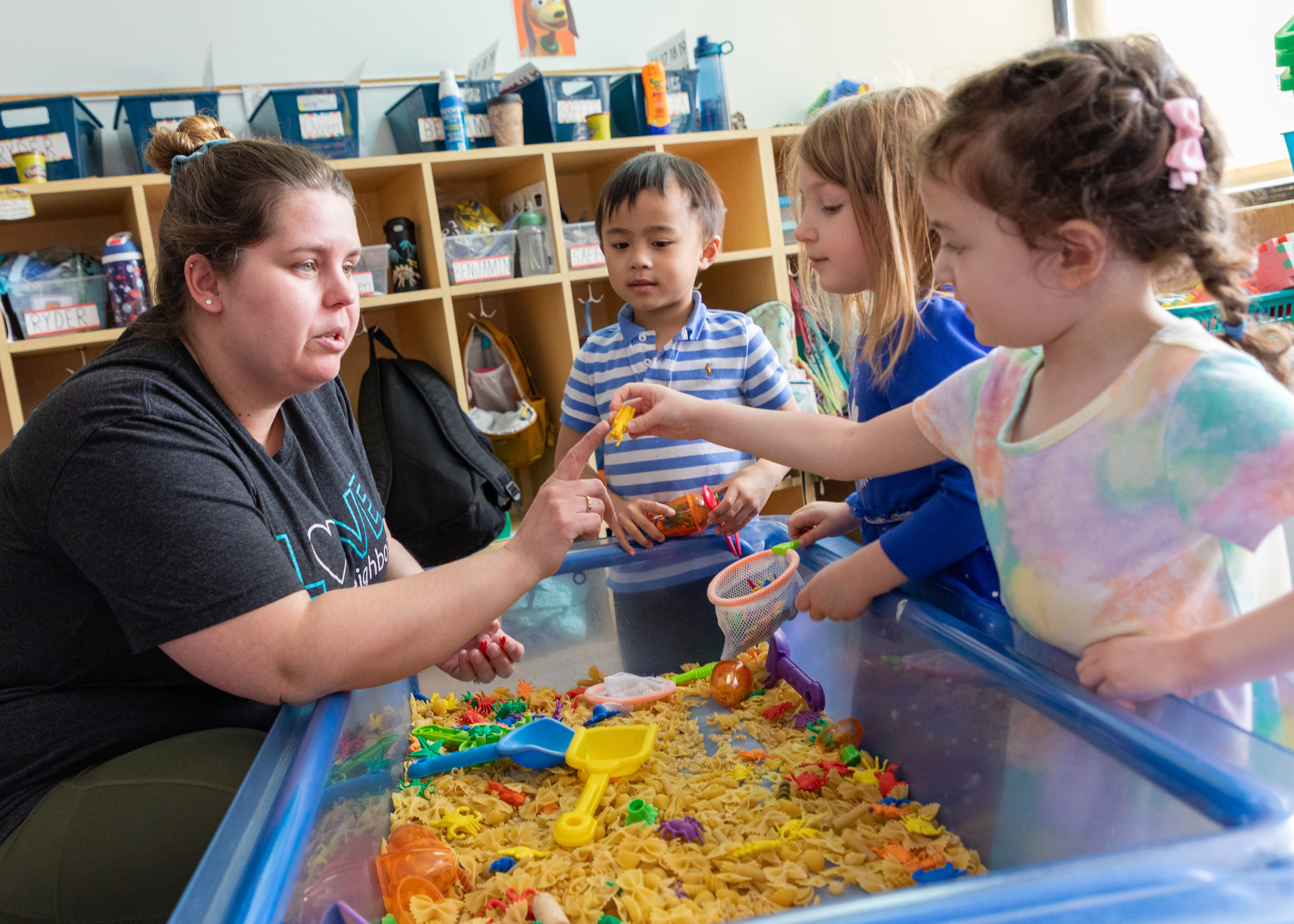 Children participating in sensory play at the JCC Buffalo Early Childhood Center