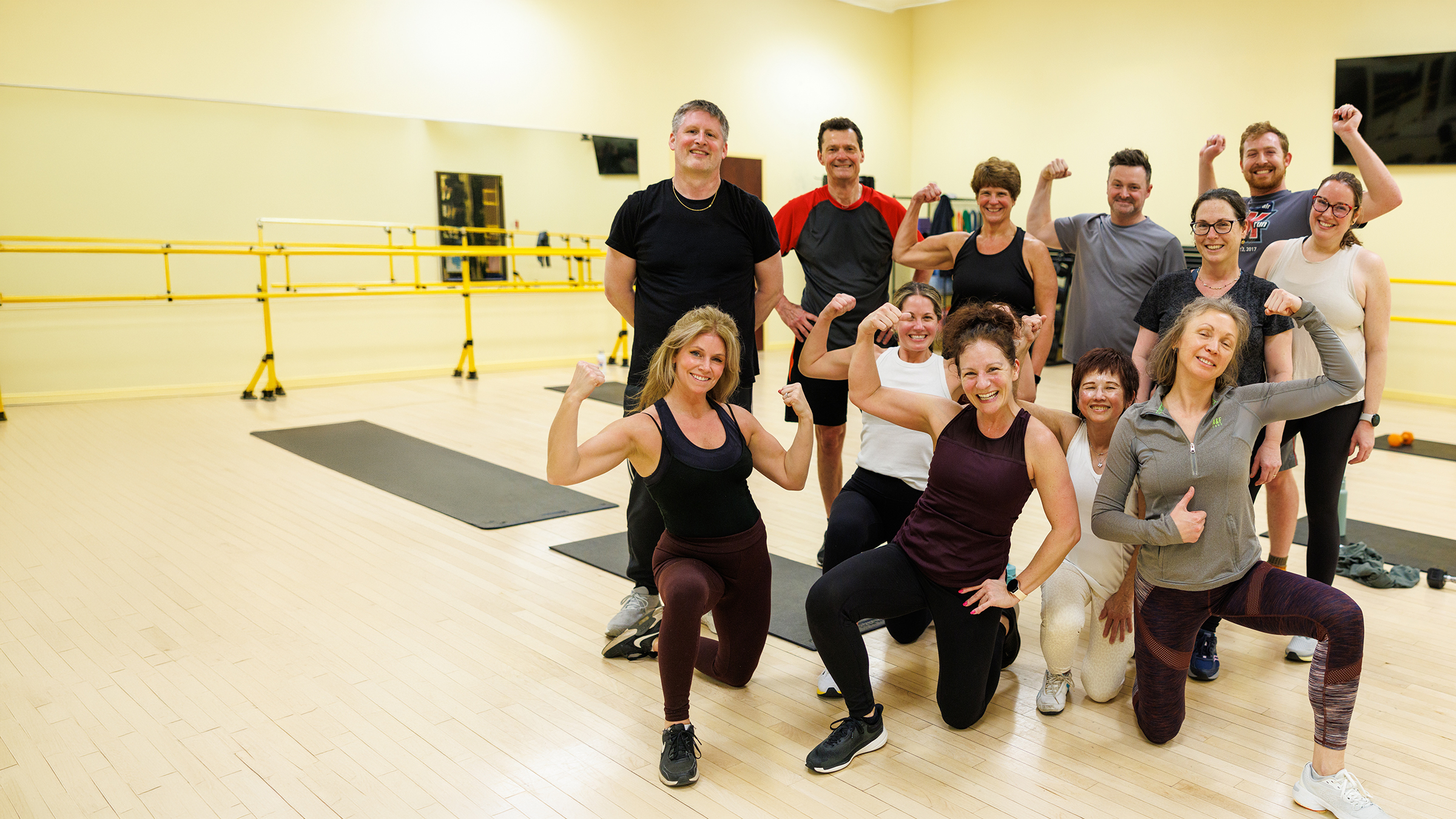 JCC Buffalo members celebrating together after a group fitness class