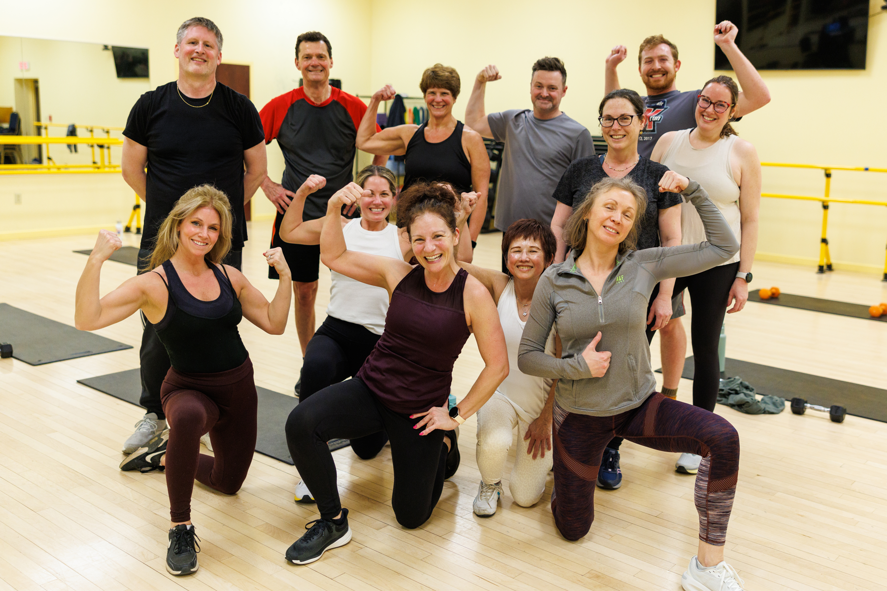 JCC Buffalo members celebrating together after a group fitness class