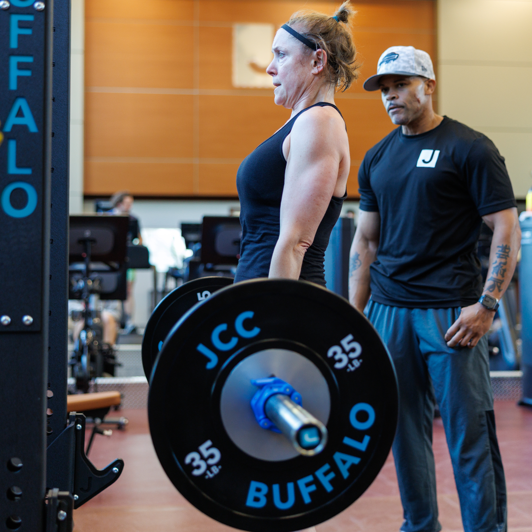 JCC Buffalo member working with a personal trainer